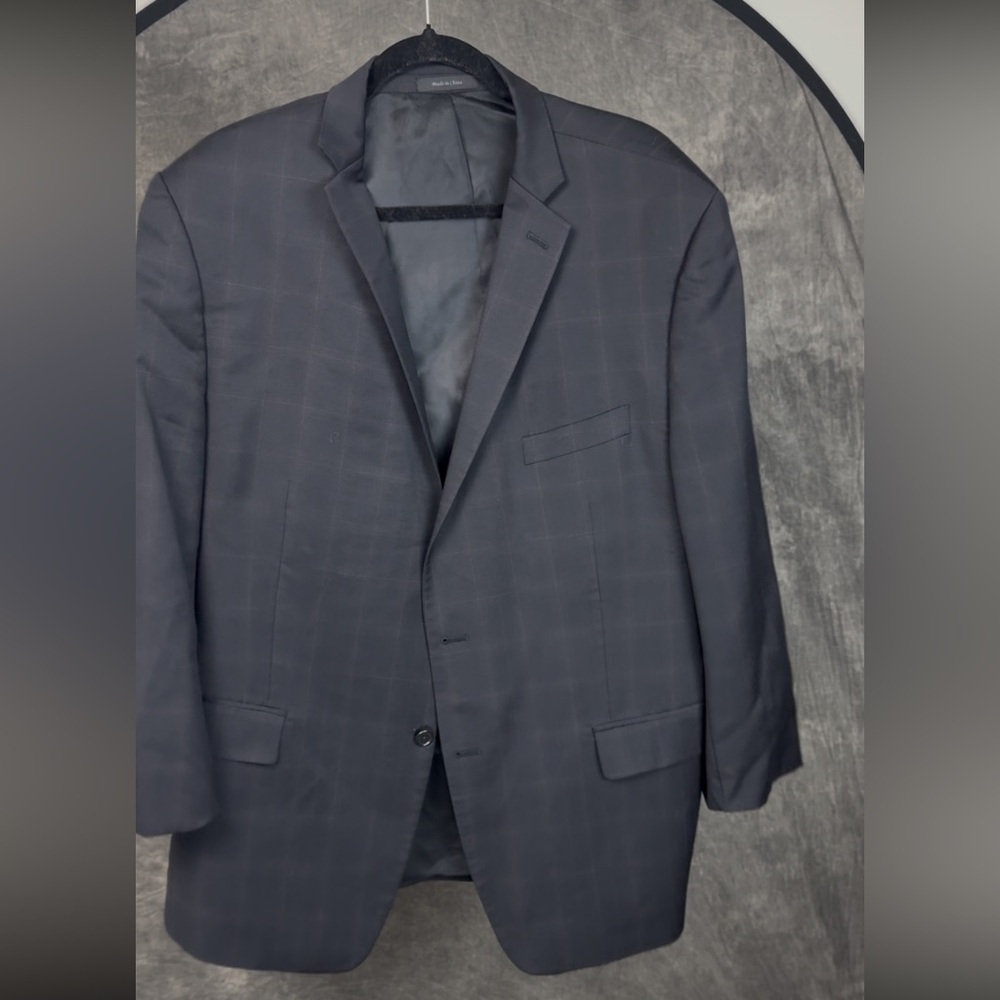 Calvin Klein Black Windowpane Wool Blazer | Men’s 48R Sport Coat